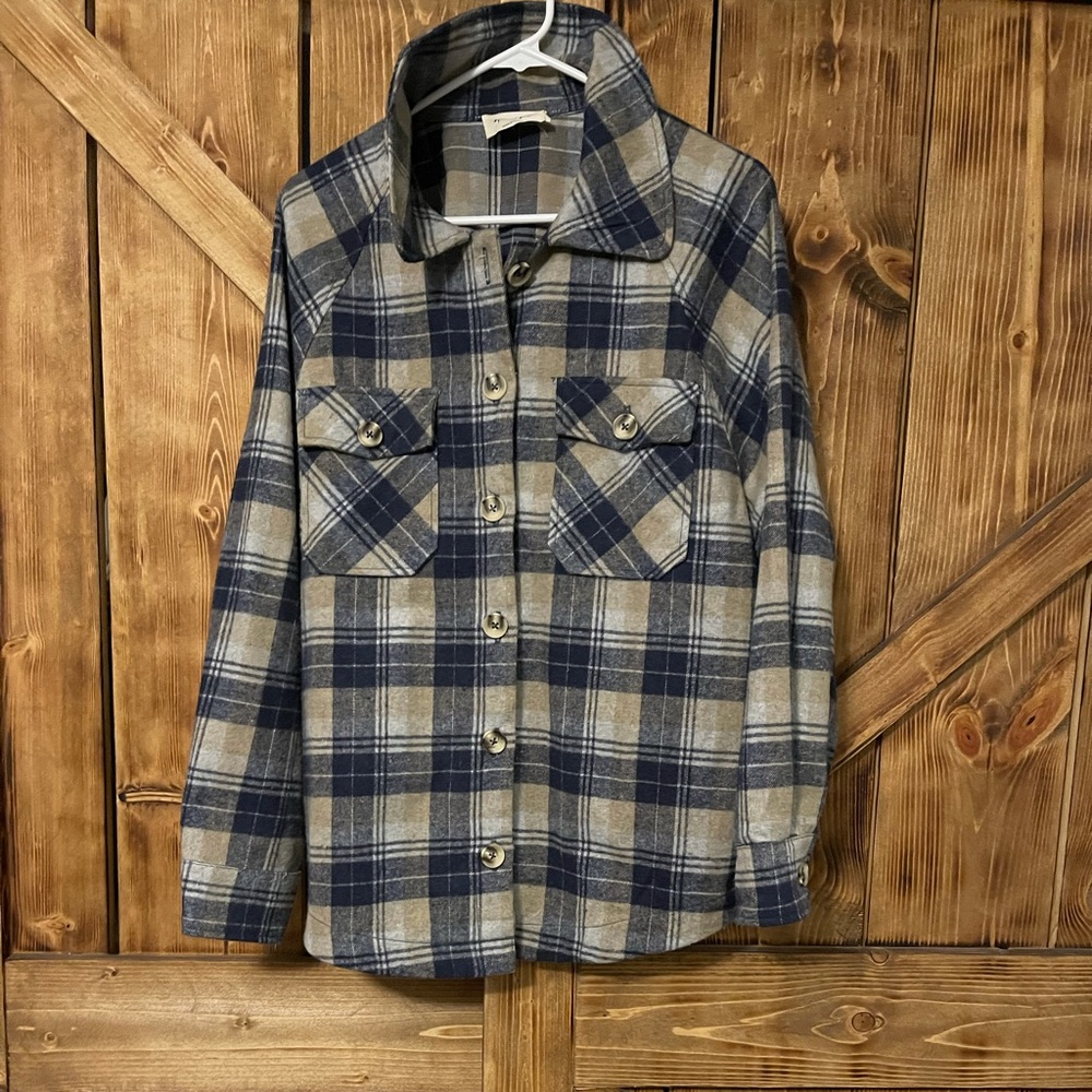 Blue plaid shacket